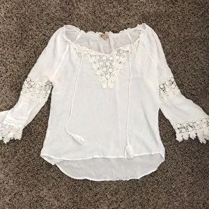 Lacey white bell sleeved blouse